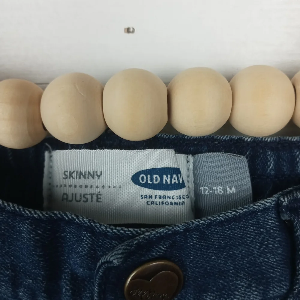 Old Navy girls size 12-18 mos dark wash denim hipster skinny jeans snap zipper